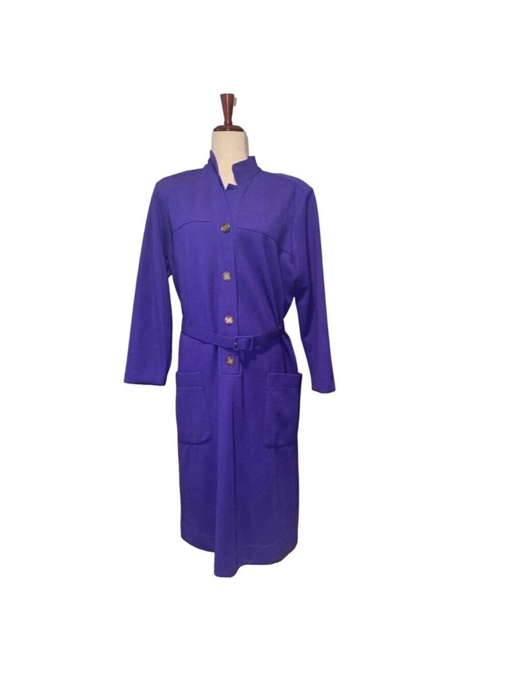 Vintage Willi of California Purple dress with belt long sleeve size 14 USA Wool